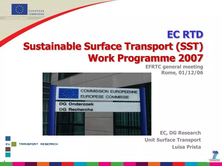 ec rtd sustainable surface transport sst work programme 2007 efrtc general meeting rome 01 12 06