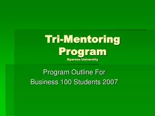 Tri-Mentoring Program Ryerson University