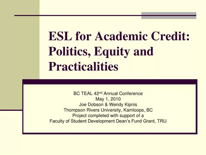 esl for academic credit politics equity and practicalities