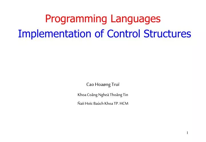 programming languages implementation of control structures