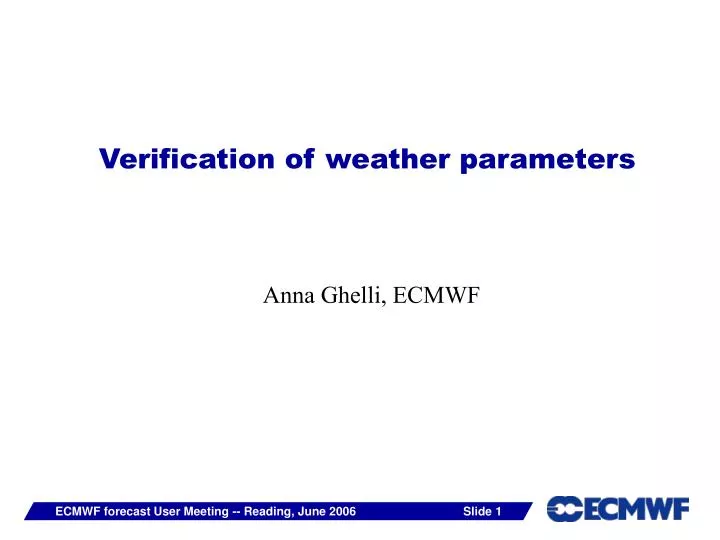 verification of weather parameters