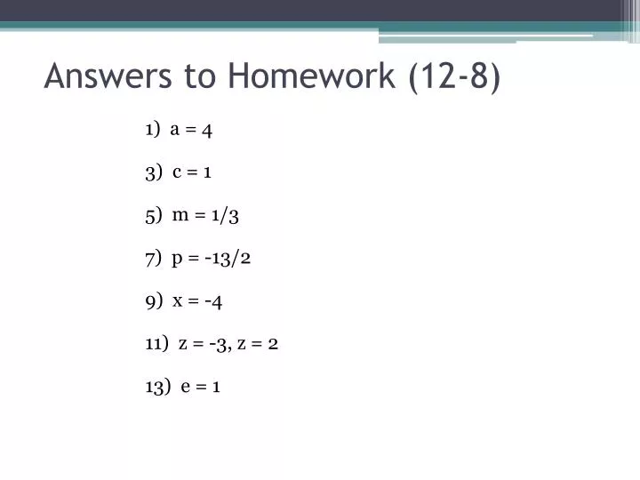 answers to homework 12 8