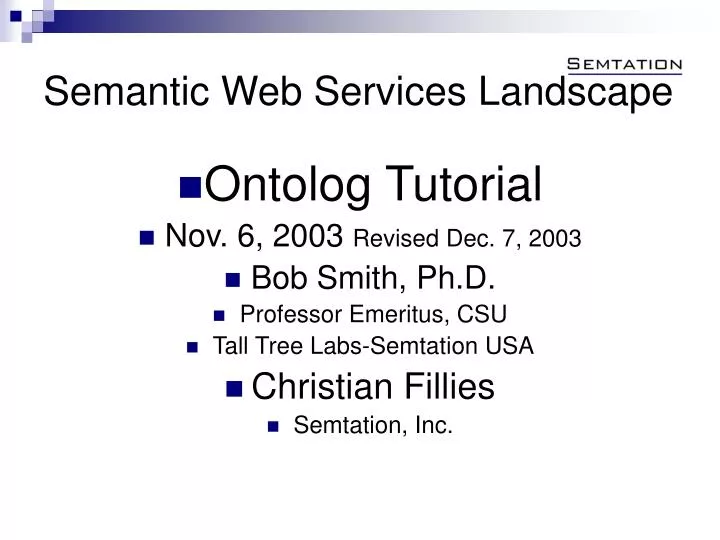 semantic web services landscape