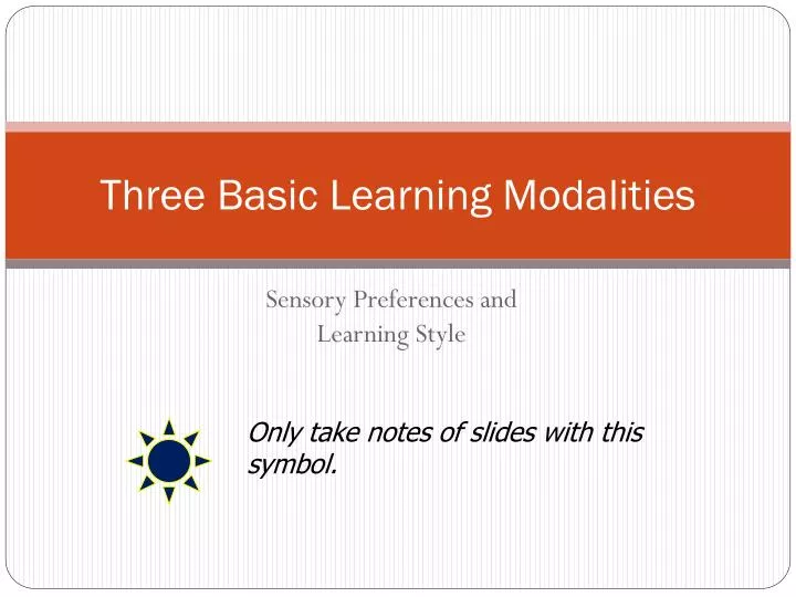 three basic learning modalities