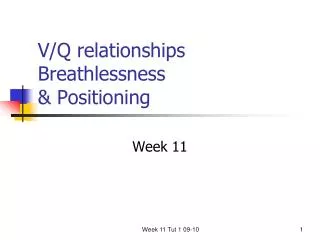 V/Q relationships Breathlessness &amp; Positioning