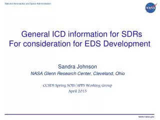 General ICD information for SDRs For consideration for EDS Development