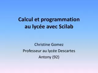 calcul et programmation au lyc e avec scilab