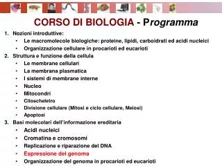 corso di biologia p rogramma
