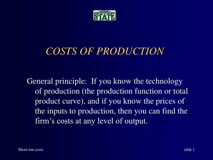 costs of production