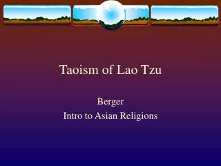 Taoism of Lao Tzu