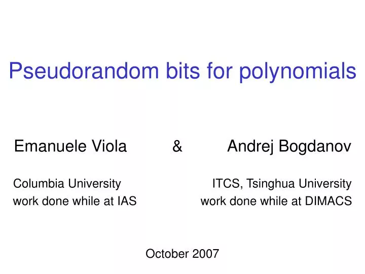 pseudorandom bits for polynomials