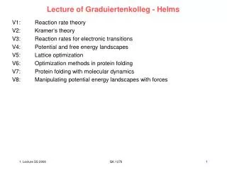Lecture of Graduiertenkolleg - Helms