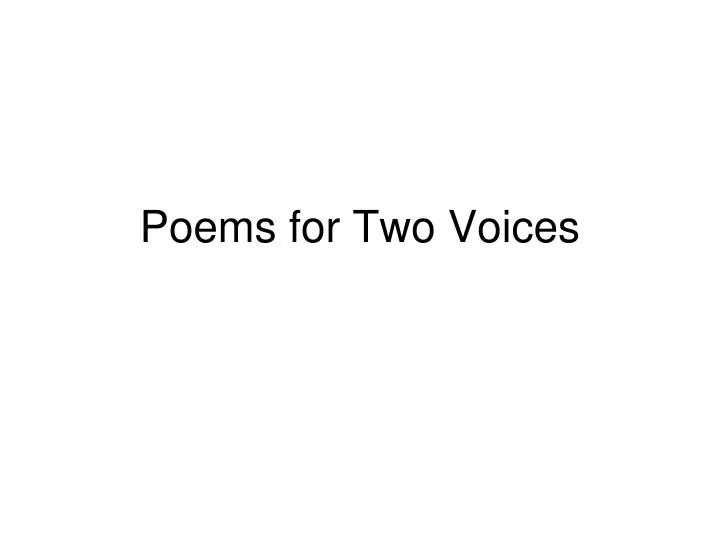 poems for two voices