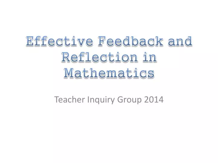 effective feedback and reflection in mathematics