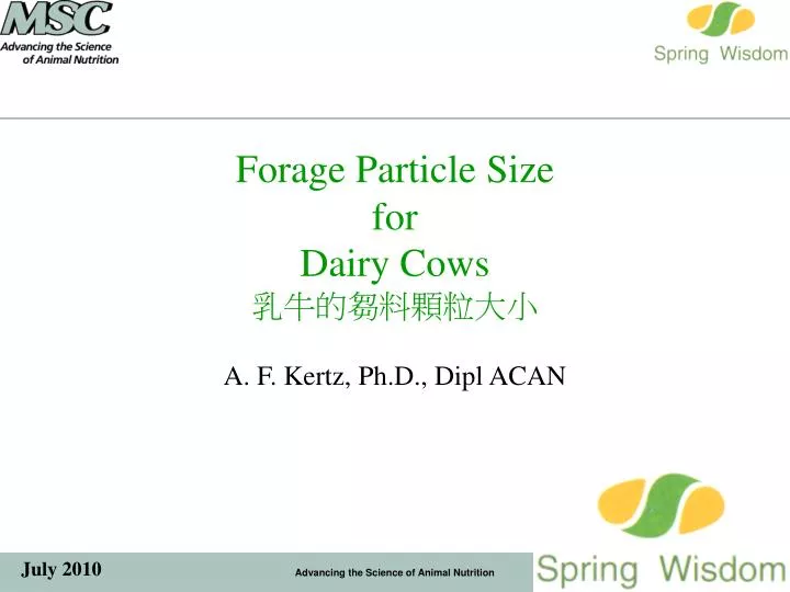 forage particle size for dairy cows a f kertz ph d dipl acan