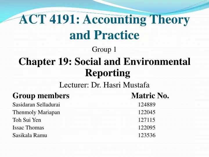 act 4191 accounting theory and practice