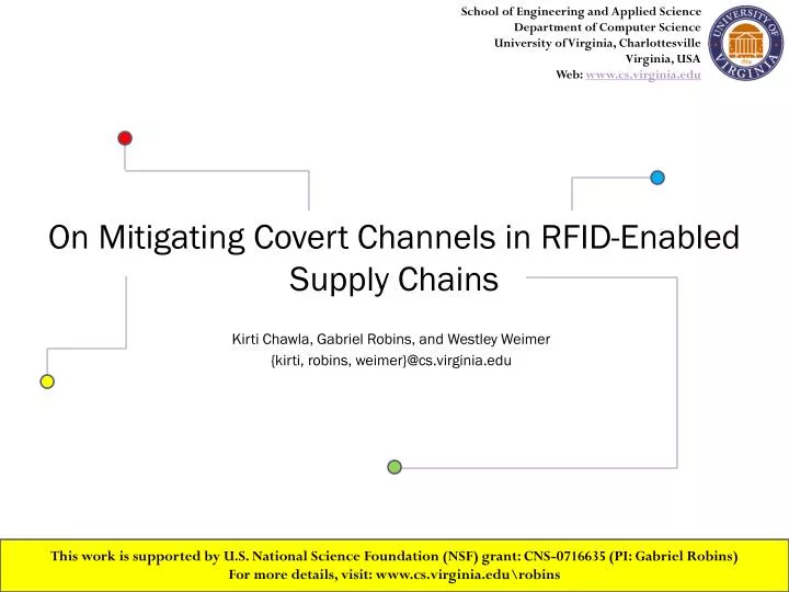on mitigating covert channels in rfid enabled supply chains