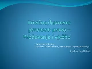 krivi no kazneno procesno pravo predavanja i vje be