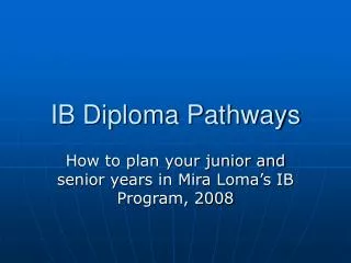 IB Diploma Pathways