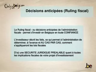 d cisions anticip es ruling fiscal