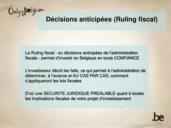 d cisions anticip es ruling fiscal