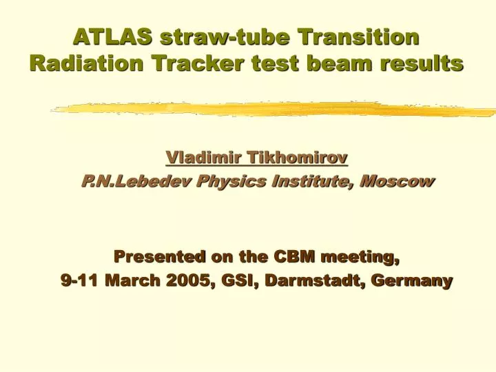atlas straw tube transition radiation tracker test beam results