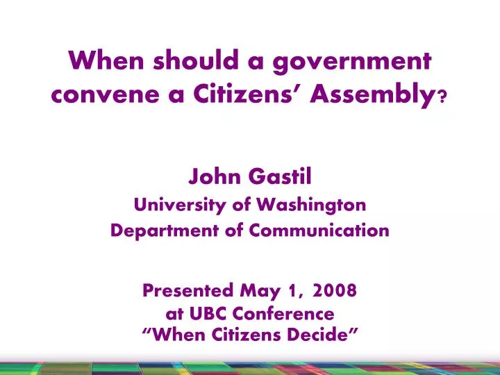 when should a government convene a citizens assembly