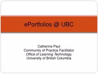 ePortfolios @ UBC