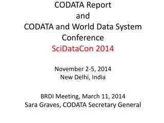 SciDataCon2014, 2-5 Nov 2014
