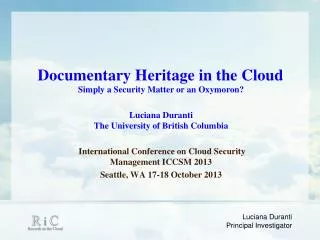 Documentary Heritage in the Cloud