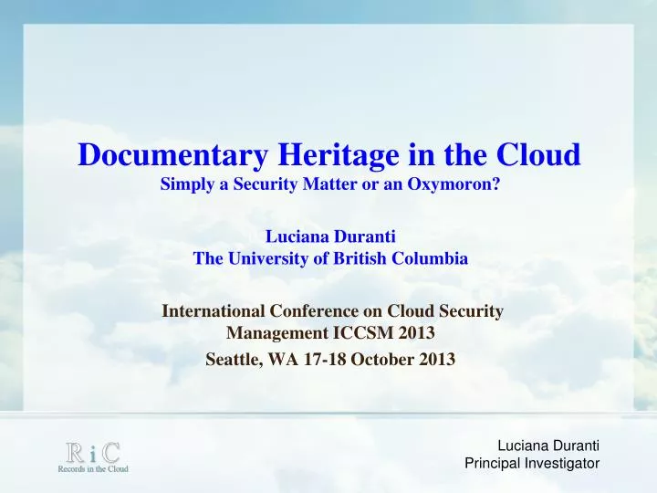 documentary heritage in the cloud