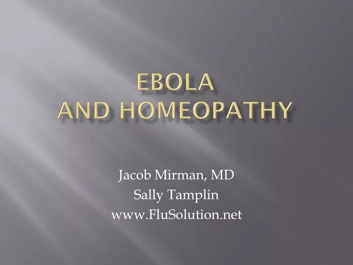 ebola and homeopathy