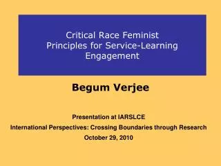 Critical Race Feminist Principles for Service-Learning Engagement