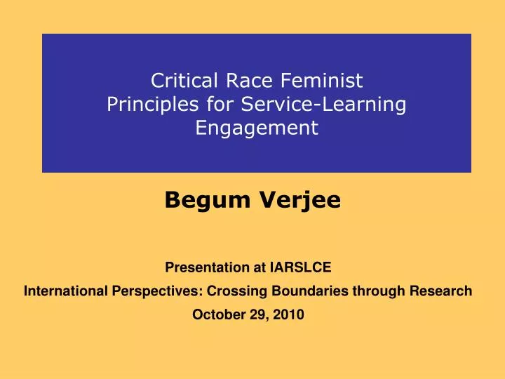 critical race feminist principles for service learning engagement