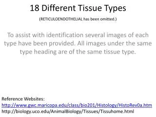 18 Different Tissue Types