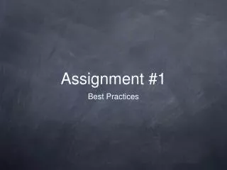 Assignment #1