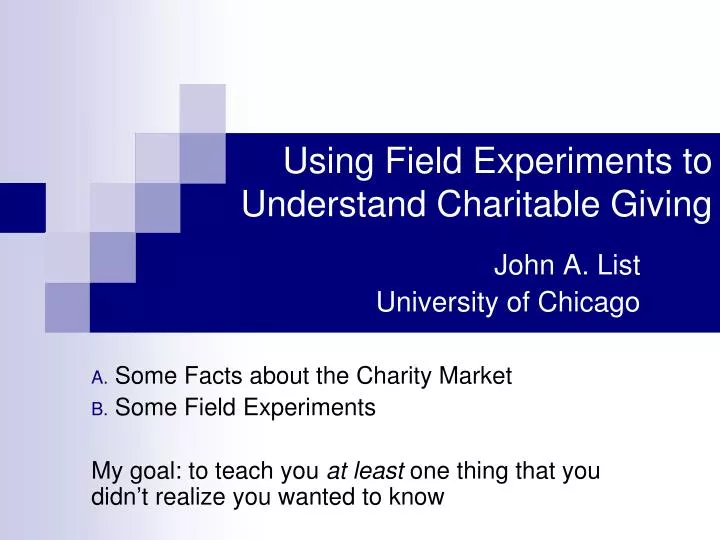 using field experiments to understand charitable giving
