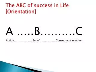 The ABC of success in Life [Orientation]