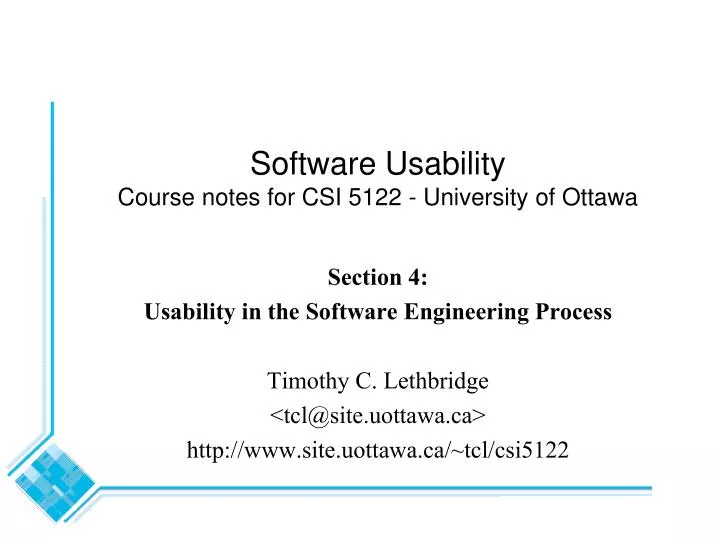 software usability course notes for csi 5122 university of ottawa
