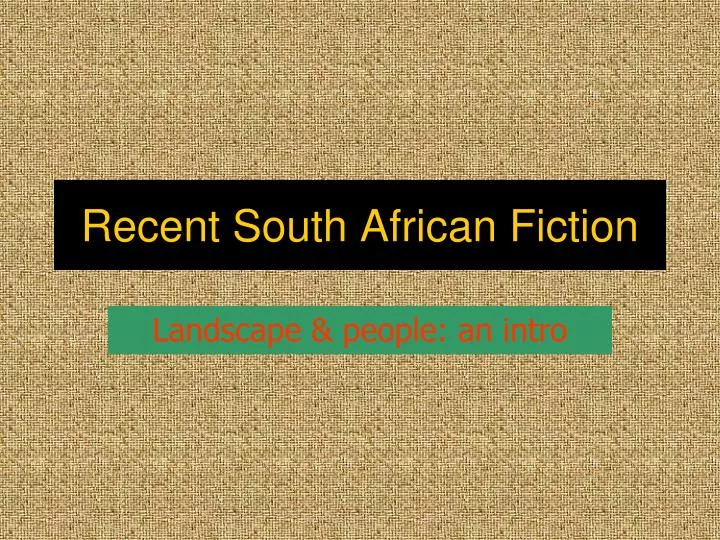 recent south african fiction
