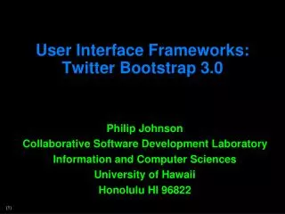 User Interface Frameworks: Twitter Bootstrap 3.0