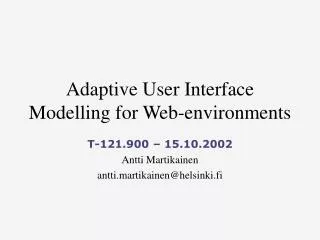 Adaptive User Interface Modelling for Web-environments