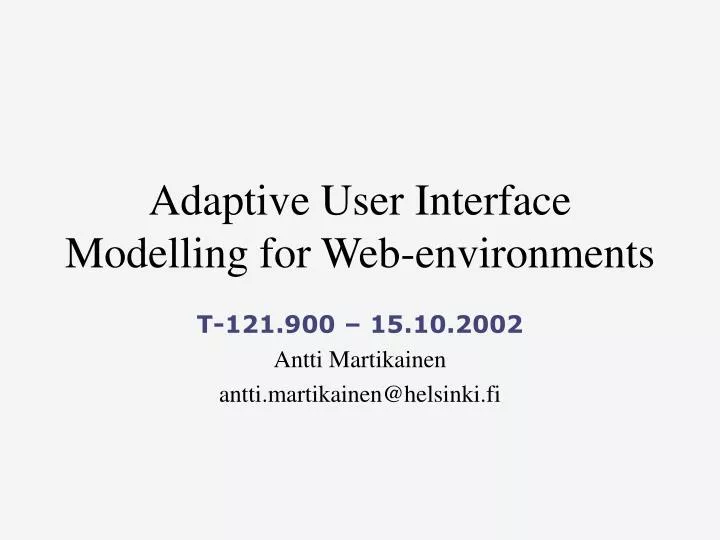 adaptive user interface modelling for web environments