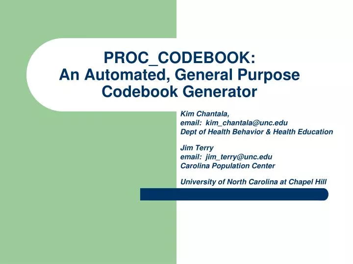 proc codebook an automated general purpose codebook generator
