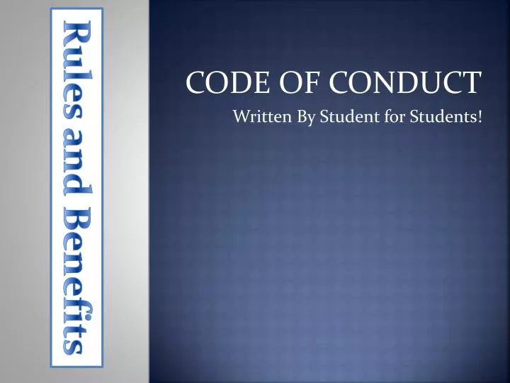 code of conduct written by student for students
