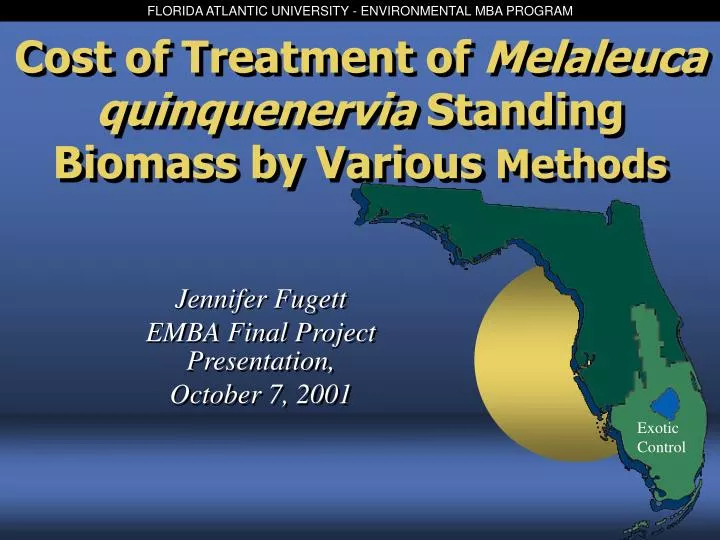 cost of treatment of melaleuca quinquenervia standing biomass by various methods