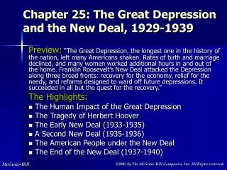 Chapter 25: The Great Depression and the New Deal, 1929-1939