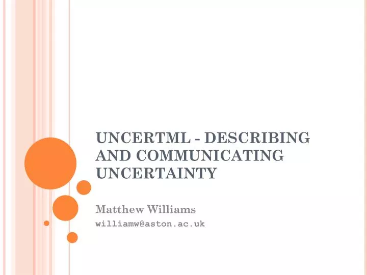 uncertml describing and communicating uncertainty