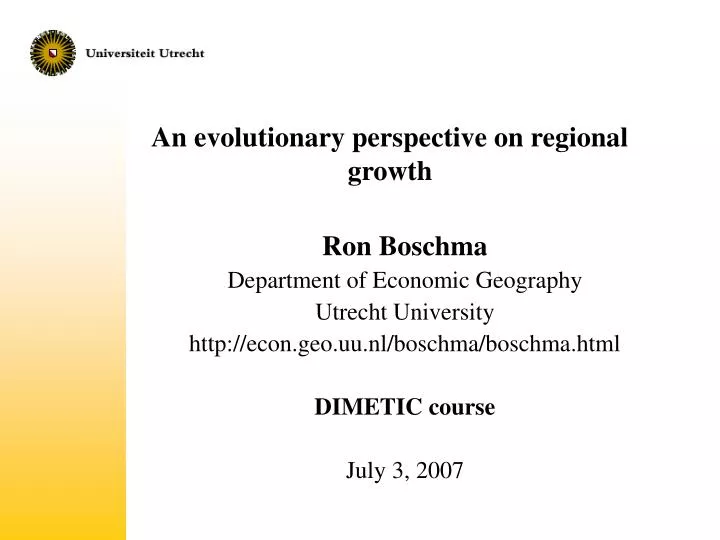 an evolutionary perspective on regional growth