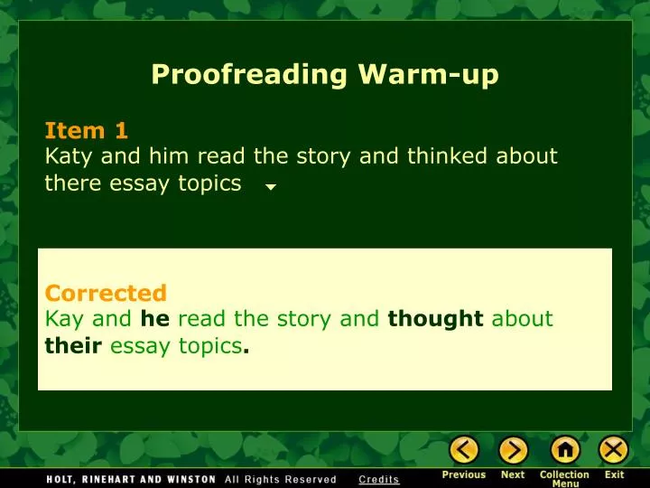 proofreading warm up